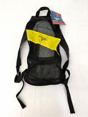 Speedo Hydroscope Snorkel Gear Mesh Backpack Bag Adult Swim Yellow Black NWT